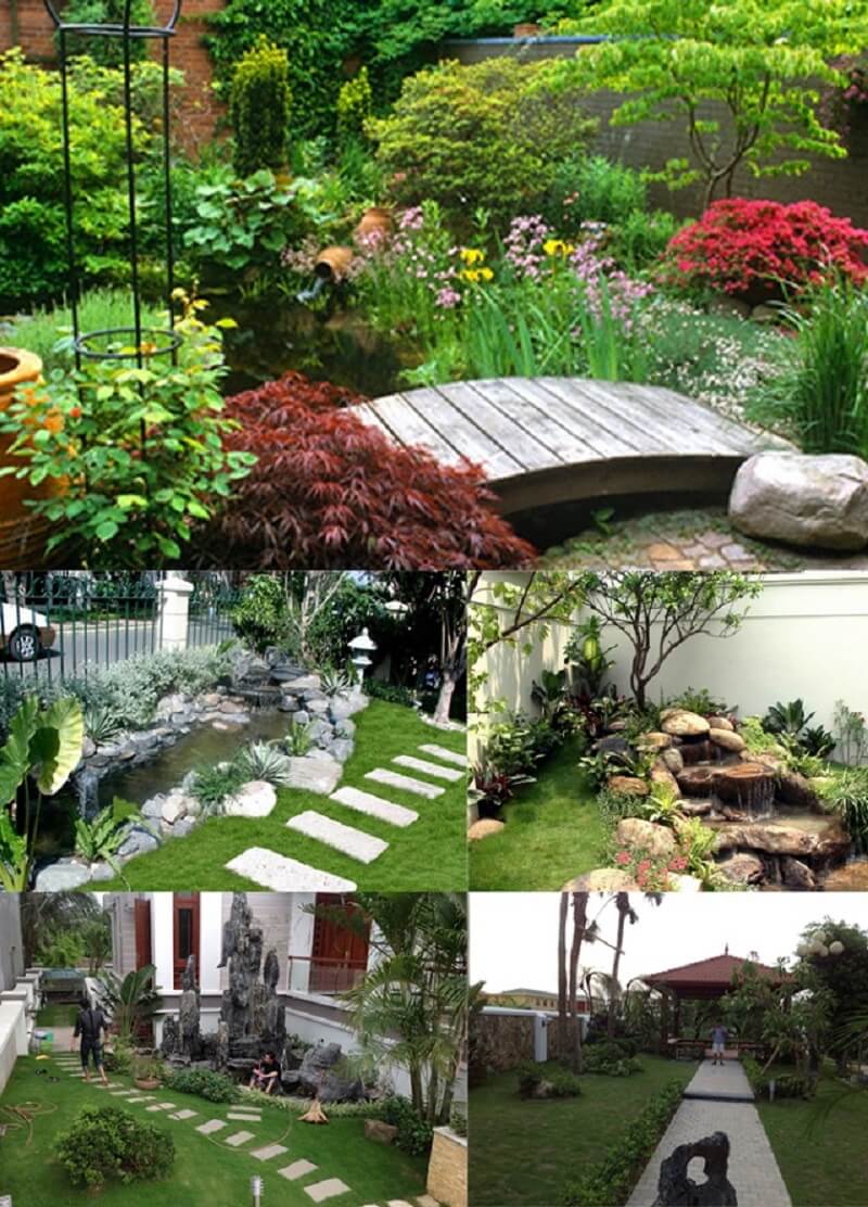 Bạn có thể xếp các viên gạch thành bất cứ kiểu dáng mà mình yêu thích, sau đó để lại khoảng trống để lấp đất và trang trí những loại hoa, loại cây cảnh khác