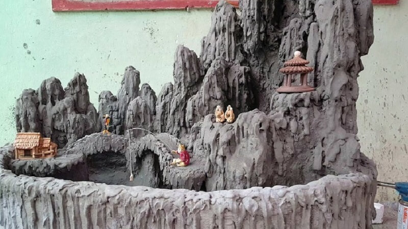 Cách làm hòn non bộ mini bằng xi măng